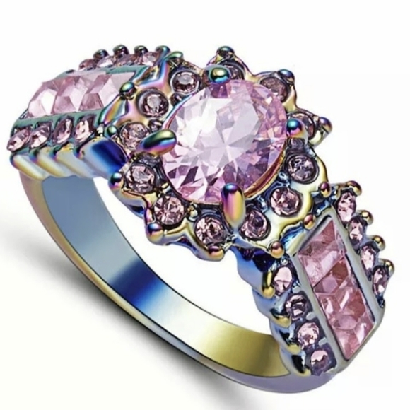 New Pink Sapphire Rainbow Hematite Ring. - Picture 4 of 4